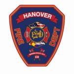 Hanover Fire Department shield-shaped patch with firefighter emblem